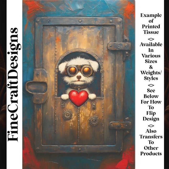 Papel De Seda Fantasy Steampunk Puppy Perro + Corazón AR3 Desenl (Subido por el creador)