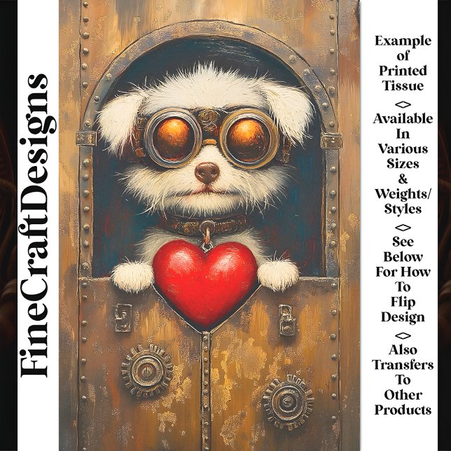 Papel De Seda Fantasy Steampunk Puppy Perro + Corazón AR4 Descon (Subido por el creador)