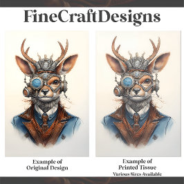 Papel De Seda Fantasy Steampunk Reindeer Navidades D9 Decoupage