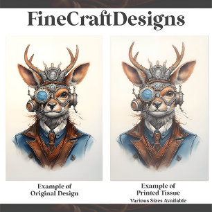 Papel De Seda Fantasy Steampunk Reindeer Navidades D9 Decoupage