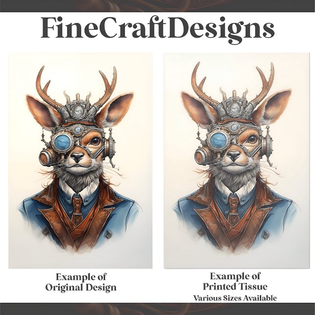 Papel De Seda Fantasy Steampunk Reindeer Navidades D9 Decoupage (Subido por el creador)