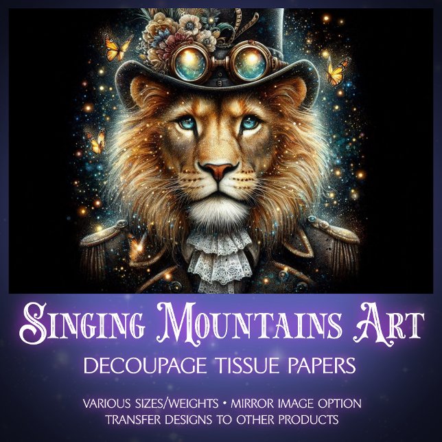 Papel De Seda Fantasy Steampunk Victorian Lion Decoupage (Subido por el creador)
