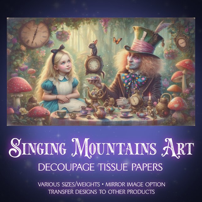 Papel De Seda Fantasy Tea Party Alice and Hatter Decoupage (Subido por el creador)