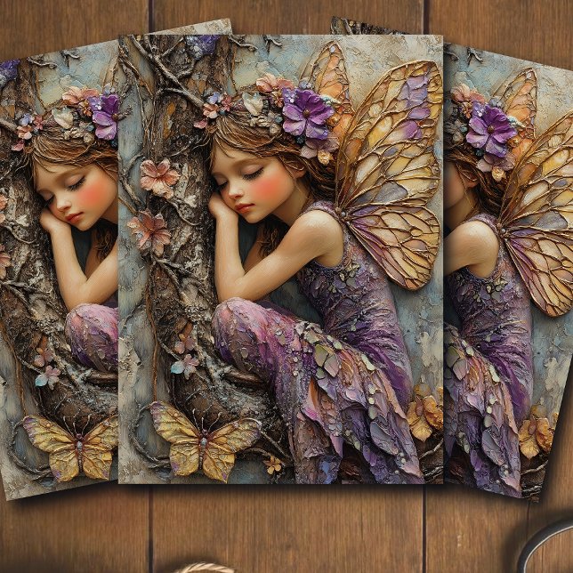 Papel De Seda Fantasy Woodland Fairy with Butterflies Decoupage (Subido por el creador)