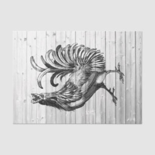 Papel De Seda Farm Rooster Weathered Barn Wood 2 Decoupage