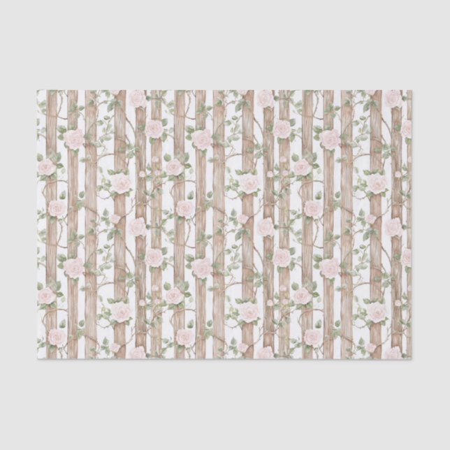 Papel De Seda Farm Wood Pink Floral Country Cumpleaños (Anverso)