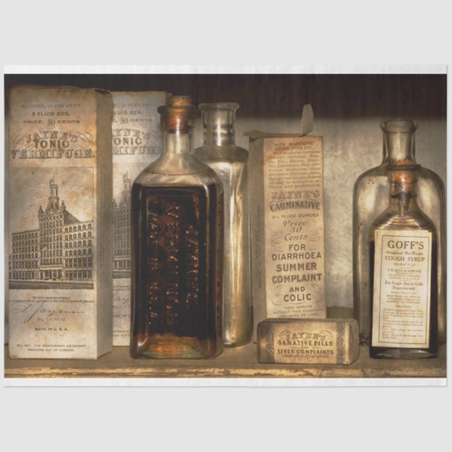 Papel De Seda Farmacia - Cosas en botellas y cajas (Anverso)