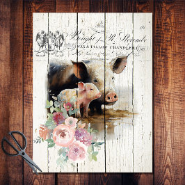 Papel De Seda Farmhouse Floral Berkshire Pigs