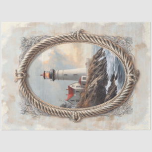 Papel De Seda Faro Bordado con Cuerda Ornamentada Arte Decoupage