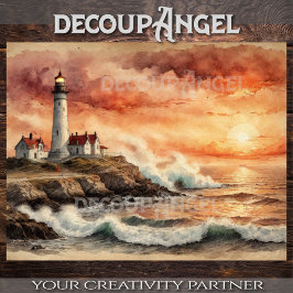 Papel De Seda Faro costero al atardecer - Desnudo -