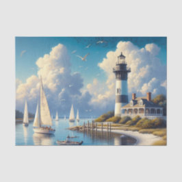 Papel De Seda Faro de Harbour Town al acuarela