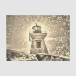 Papel De Seda Faro Océano Náutico Sepia Costa Rustica