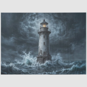 Papel De Seda Faro tormentoso decoupage de océano