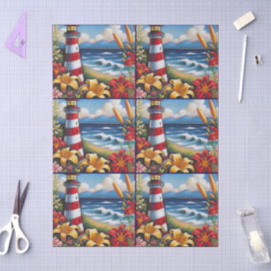 Papel De Seda Faro y Daylilies Decoración Náutica