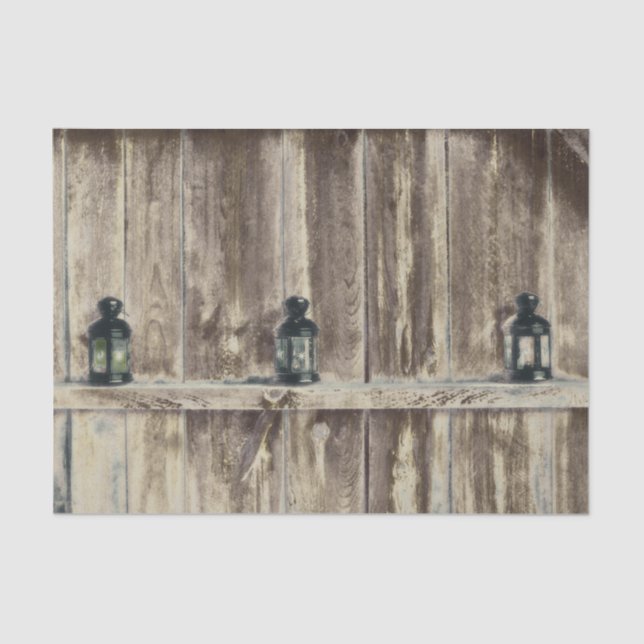 Papel De Seda Faroles rústicos de madera de granero occidental (Anverso)