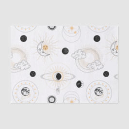 Papel De Seda Fases de la luna planetas estilizados retro vintag