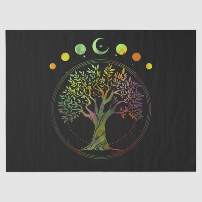 Papel De Seda Fases del árbol de la vida de la luna (Anverso)
