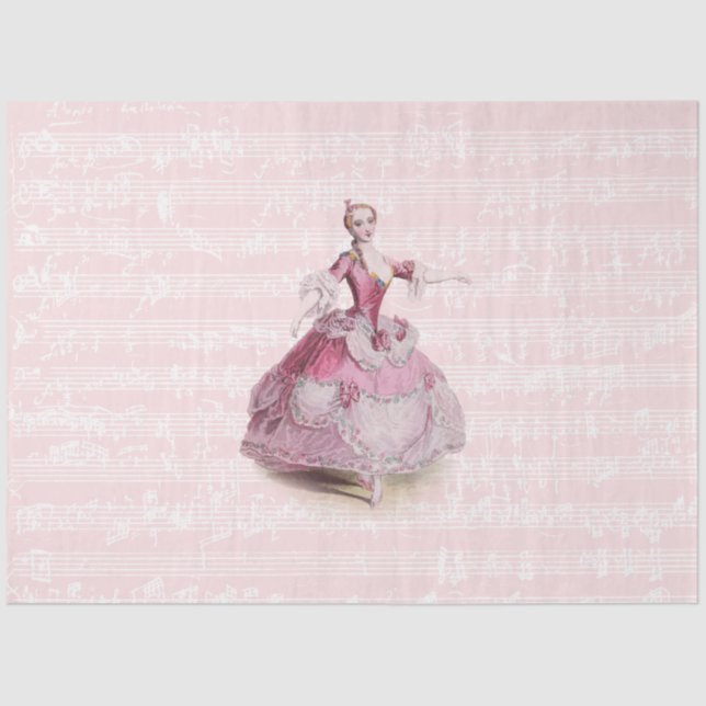 Papel De Seda Fashion Music Ephemera francés del siglo XVIII (Anverso)