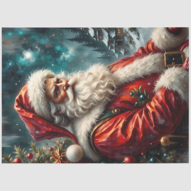 Papel De Seda Father Christmas in Winter Sky | Classic Santa  (Anverso)