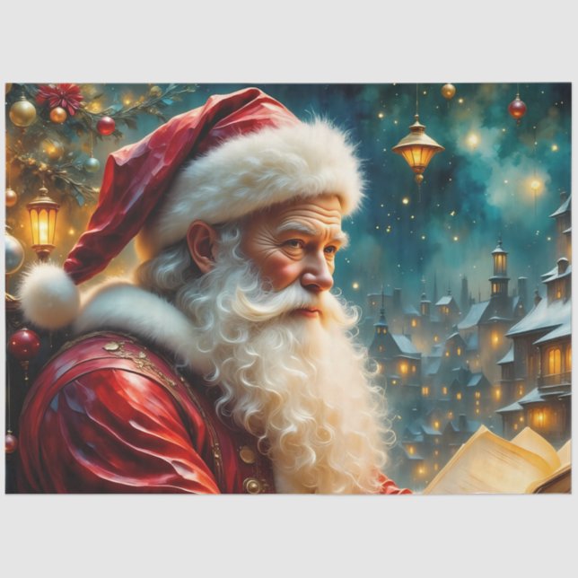 Papel De Seda Father Christmas Reading by Lantern Light |  (Anverso)