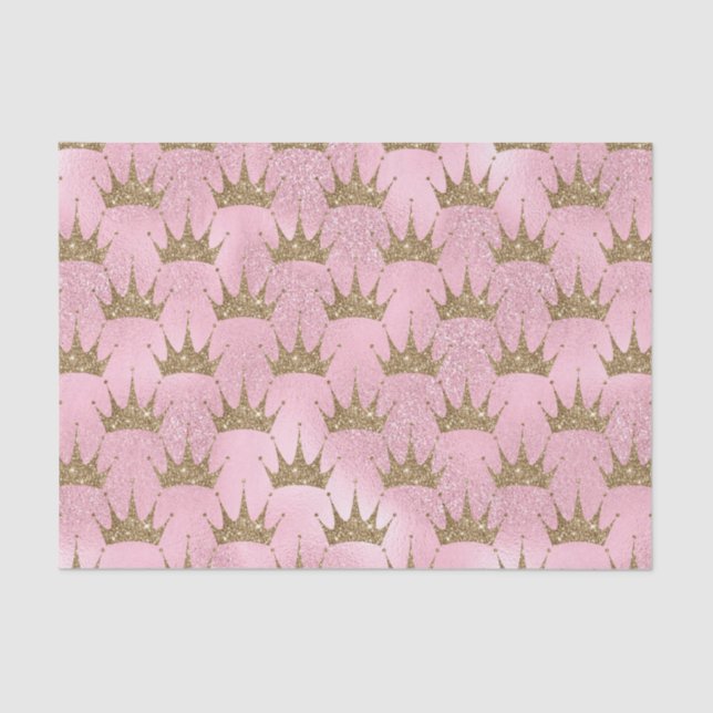 Papel De Seda Faux purpurina Princess golden crown tejido fiesta (Anverso)