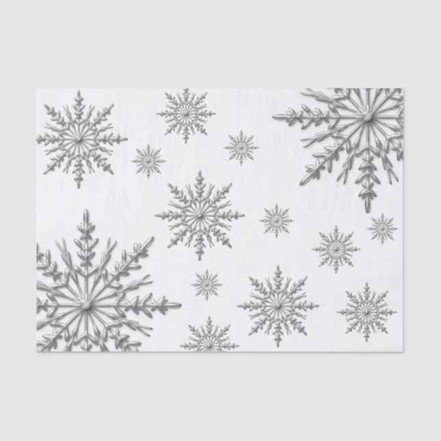Papel De Seda Faux Silver Wins Snowflakes (Anverso)