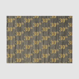 Papel De Seda Faux Wood, Faux Gold 30th (Treinta) Event