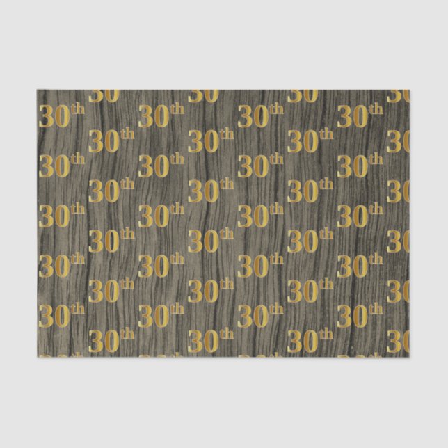 Papel De Seda Faux Wood, Faux Gold 30th (Treinta) Event (Anverso)