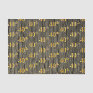 Papel De Seda Faux Wood, Faux Gold 40th (Cuarenta) Event