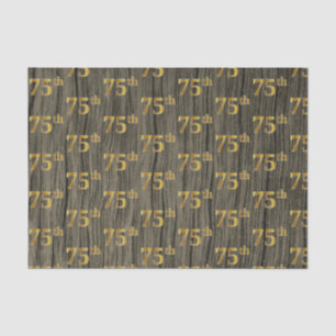 Papel De Seda Faux Wood, Faux Gold 75th (Setenta y Quinto) Event