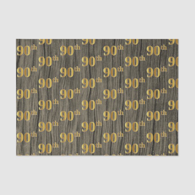 Papel De Seda Faux Wood, Faux Gold 90th (Ninetieth) Event (Anverso)