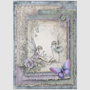 Papel De Seda Fe floral de lavanda y descomposición de mariposa