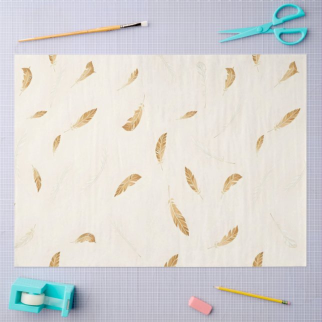 Papel De Seda Feathers Luxury Modern Boho Collection (Artesanía)