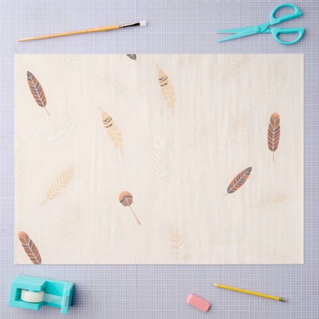 Papel De Seda Feathers Luxury Popular Boho Collection (Artesanía)