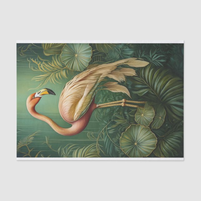 Papel De Seda Feathery Flamingo Rubor, Botánico Muerto (Anverso)