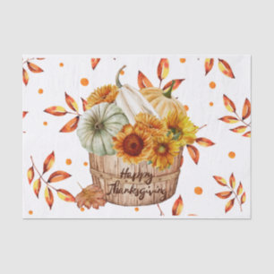 Papel De Seda Felices Calabazas y girasoles del otoño