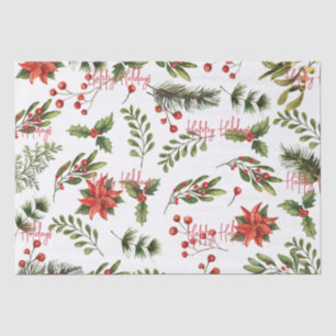 Papel De Seda Felices Fiestas Botánicas Poinsettia Greenery