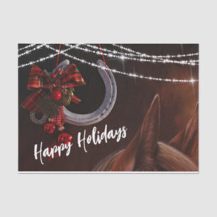 Papel De Seda Felices Fiestas Caballo y Herradura Navidad