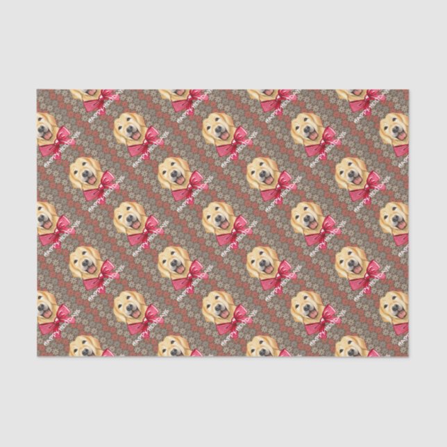 Papel De Seda Felices Fiestas de Perro (Anverso)