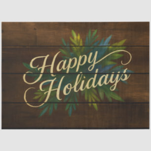 Papel De Seda Felices fiestas Rústicas Juntas de Madera Pintadas
