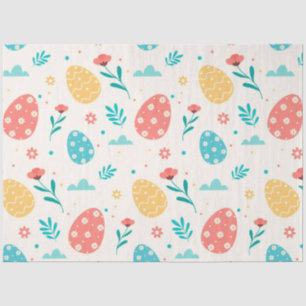 Papel De Seda Felices Flores de Huevo Rojo Vintage de Pascua