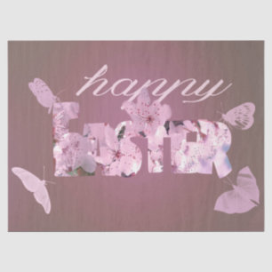 Papel De Seda Felices Flores De Pascua Y Mariposas