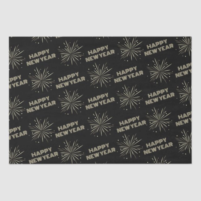 Papel De Seda Felices fuegos artificiales de Año Nuevo (Anverso)
