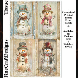 Papel De Seda Felices Muñecos de Nieve Rústicos, Sombrero, Bufan