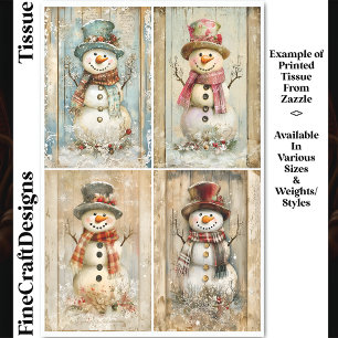 Papel De Seda Felices Muñecos de Nieve Rústicos, Sombrero, Bufan
