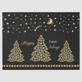 Papel De Seda Felices Pawlidays, árbol de navidad Gold brillante