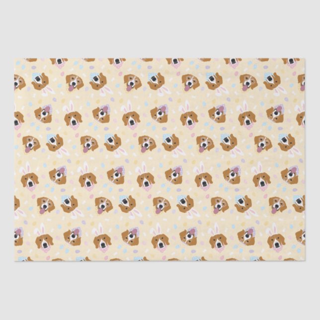Papel De Seda Felices Perros Beagle de Pascua (Anverso)