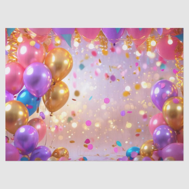 Papel De Seda Felicidad de Globos de Fiesta (Anverso)