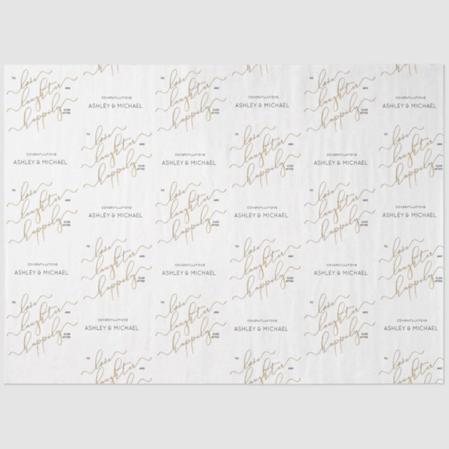 Papel De Seda Felicidad Eterna Caligrafía de Oro Compromiso (Anverso)