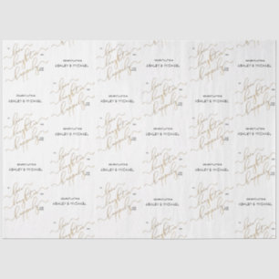 Papel De Seda Felicidad Eterna Caligrafía Dorada Compromiso